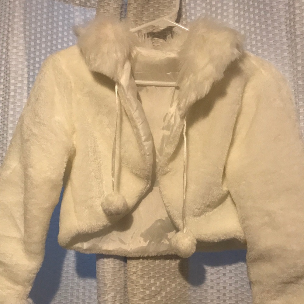 White fuzzy shrug